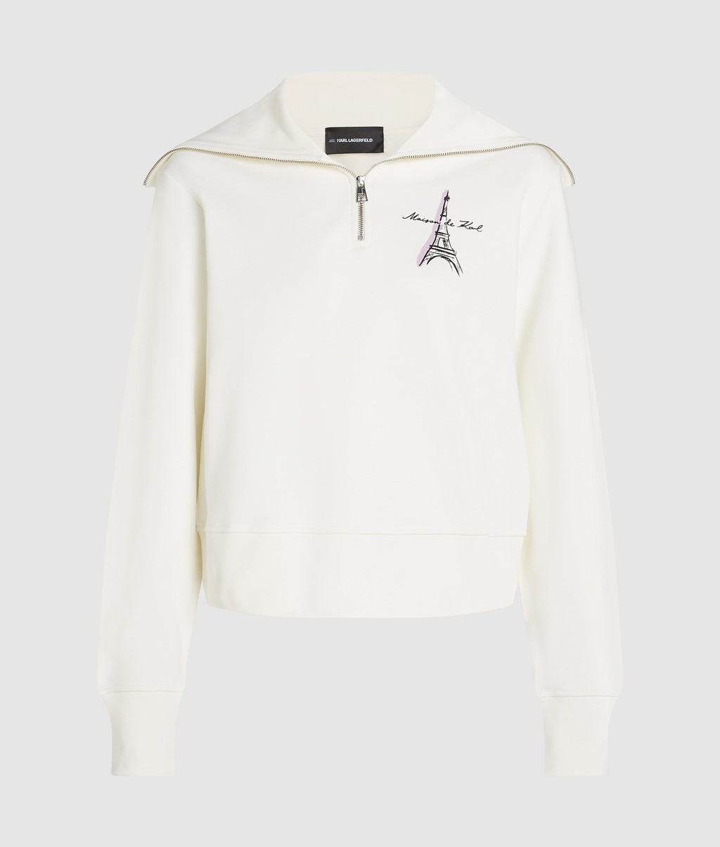 Paris sketch half-zip sweatshirt