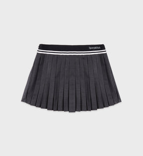 Abigail Wool Pleated Skirt - Grey Check/Off White