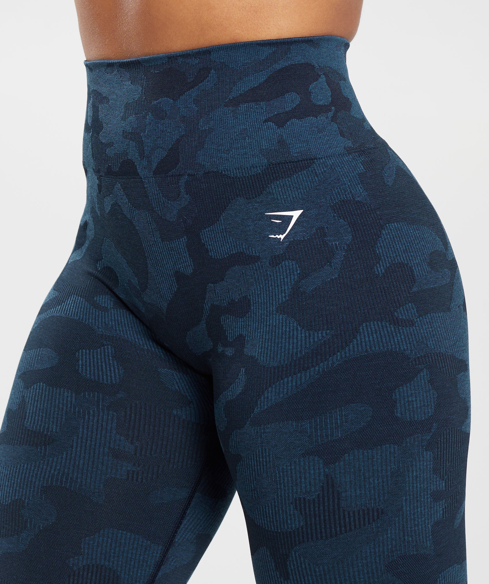 Gymshark Adapt Camo Seamless Ribbed Leggings - Midnight Blue/Ash Blue