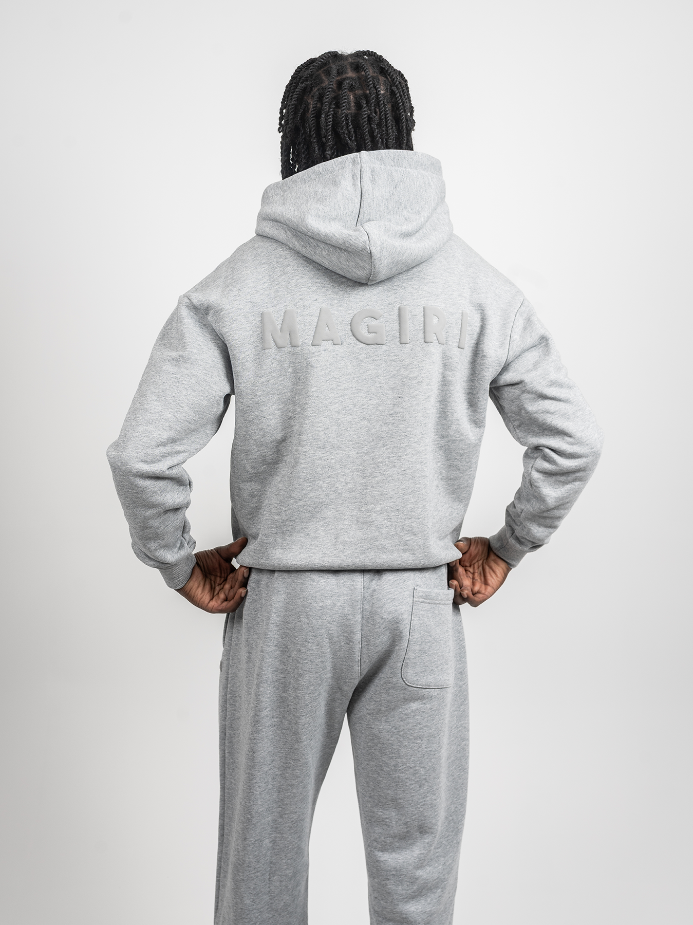 Magiri Core Puff Printed Logo Hoodie & Joggers Tracksuit in Grey
