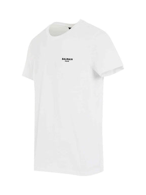 Logo Flock Classic Fit T-Shirt in White/Black