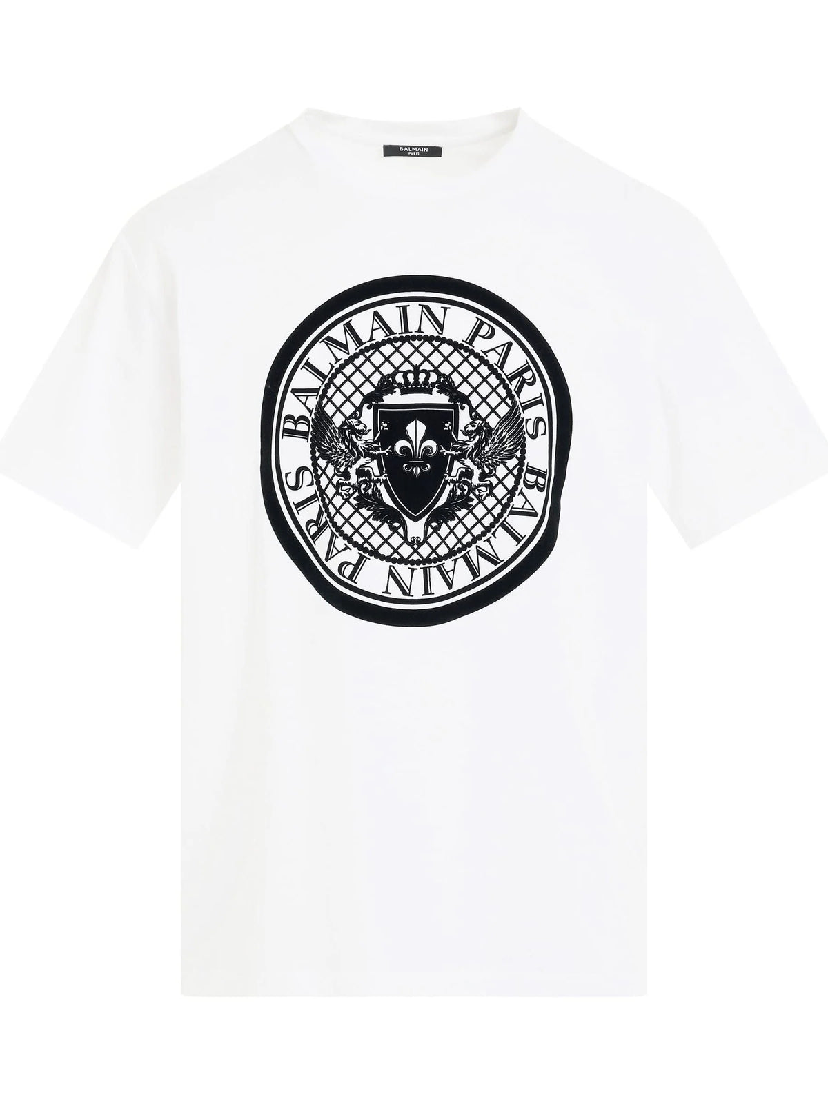 Coin Flock Straight Fit T-Shirt in White/Black