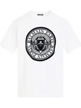 Coin Flock Straight Fit T-Shirt in White/Black