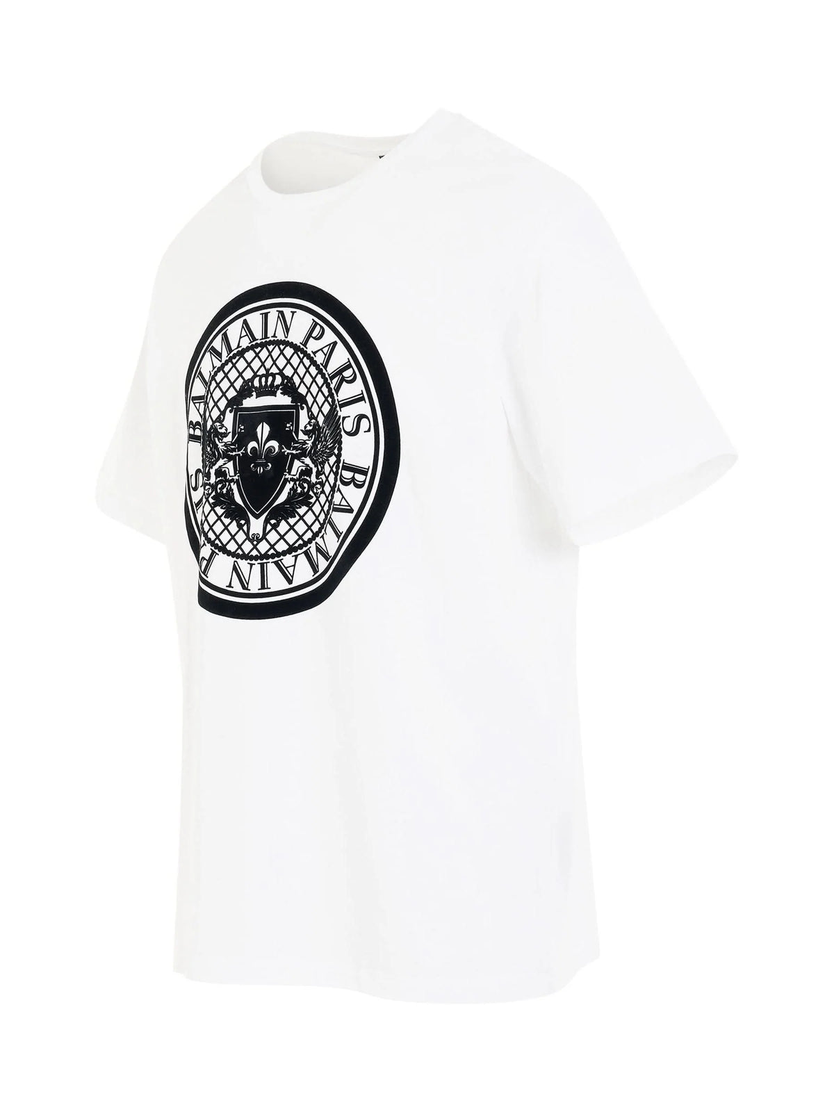 Coin Flock Straight Fit T-Shirt in White/Black