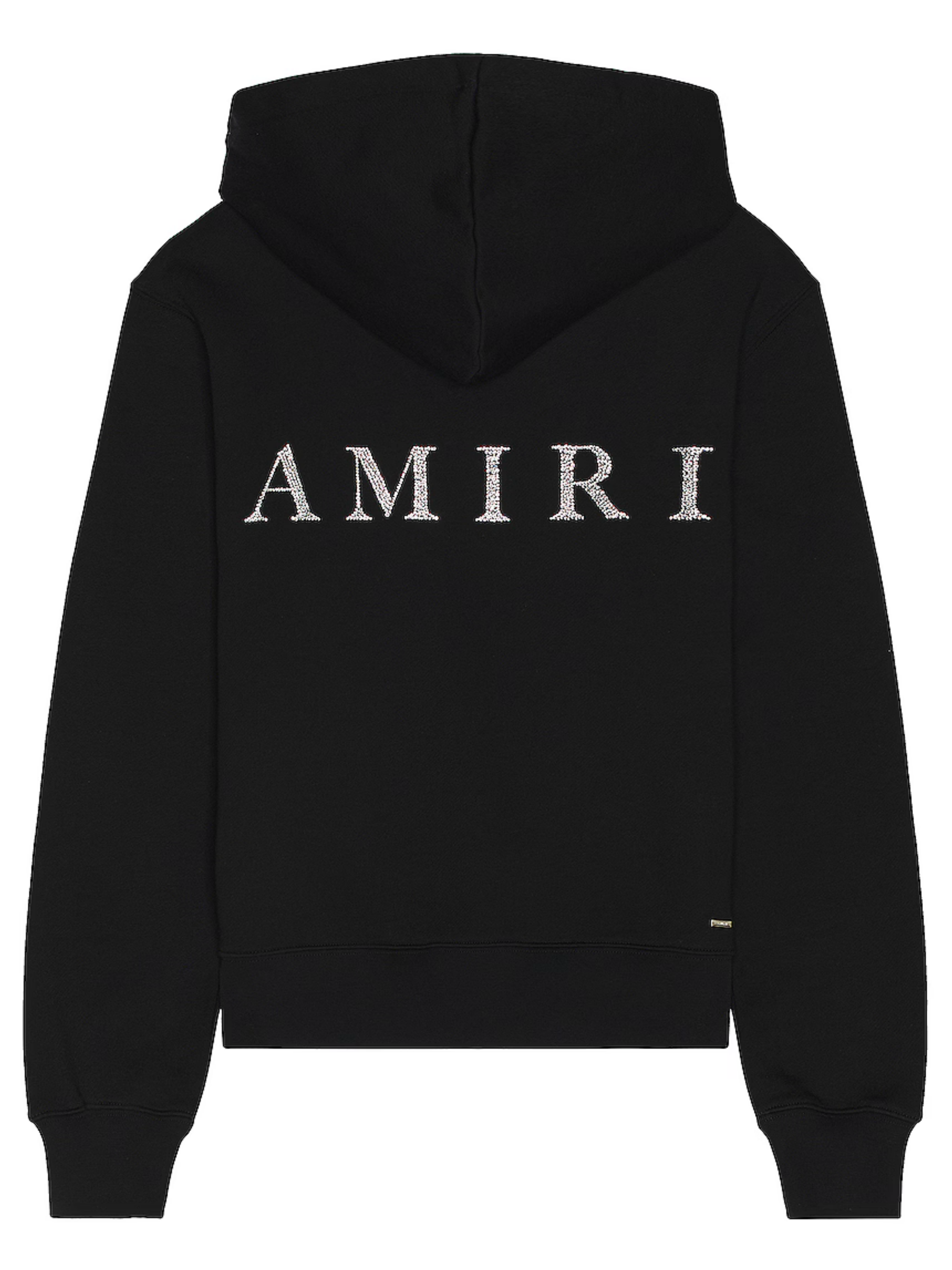 AMIRI CRYSTAL EMBELLISHED LOGO HOODIE BLACK