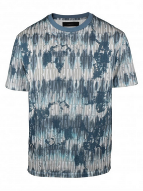AMIRI TIE DYE ALL OVER LOGO TEE BLUE