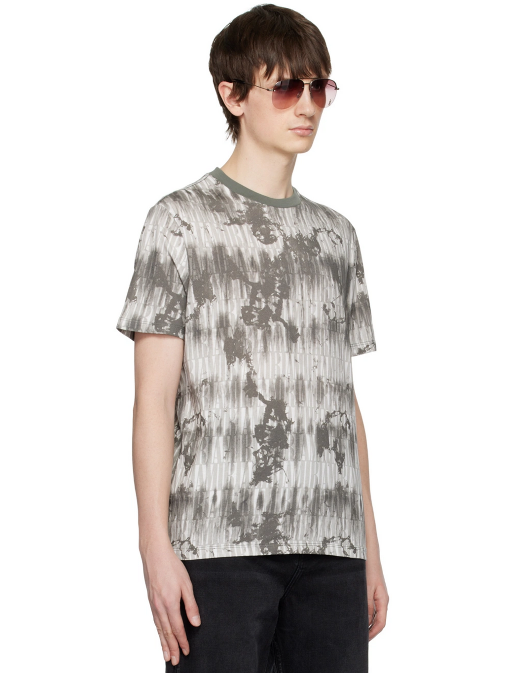 AMIRI TIE DYE ALL OVER LOGO TEE GREY