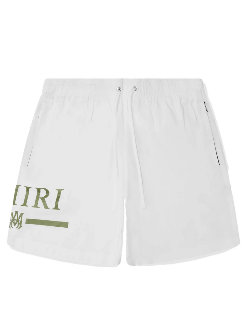 AMIRI MA BAR LOGO SWIMSHORTS WHITE KHAKI
