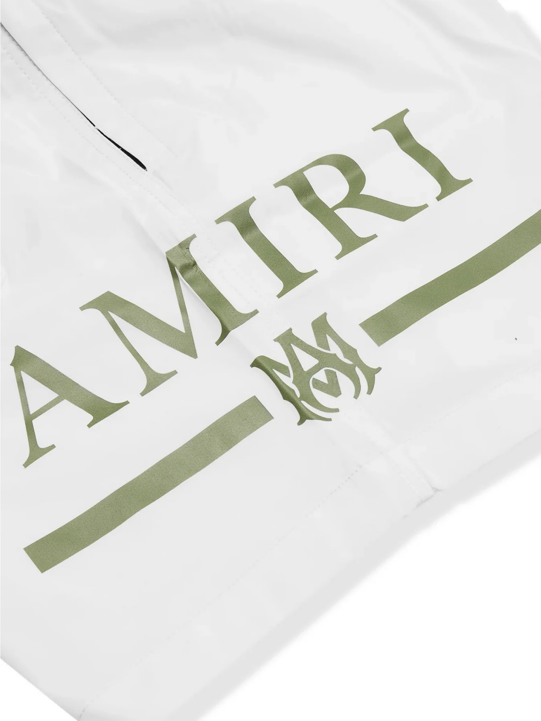 AMIRI MA BAR LOGO SWIMSHORTS WHITE KHAKI