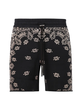 AMIRI BANDANA BLEACH SHORTS BLACK
