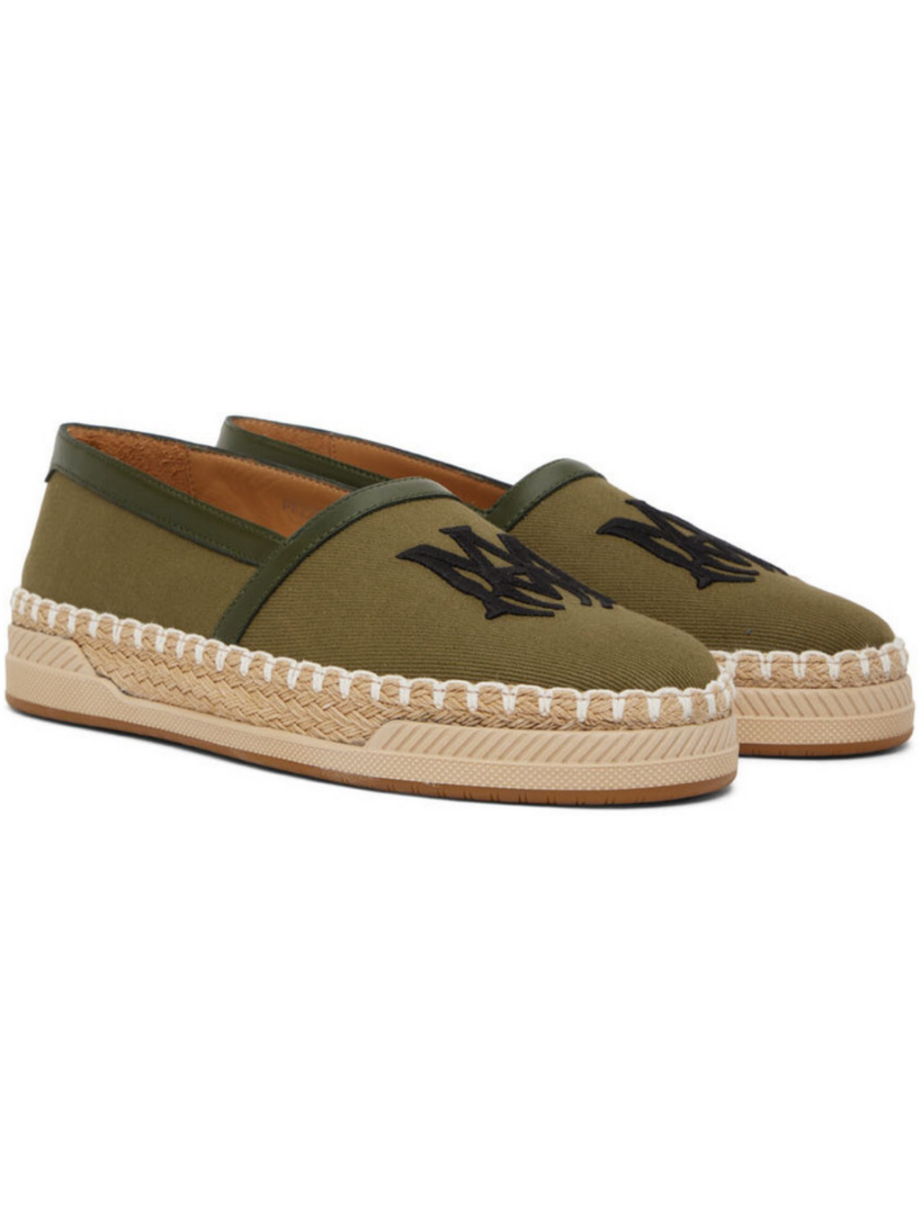 AMIRI EMBROIDERED LOGO ESPADRILLES KHAKI
