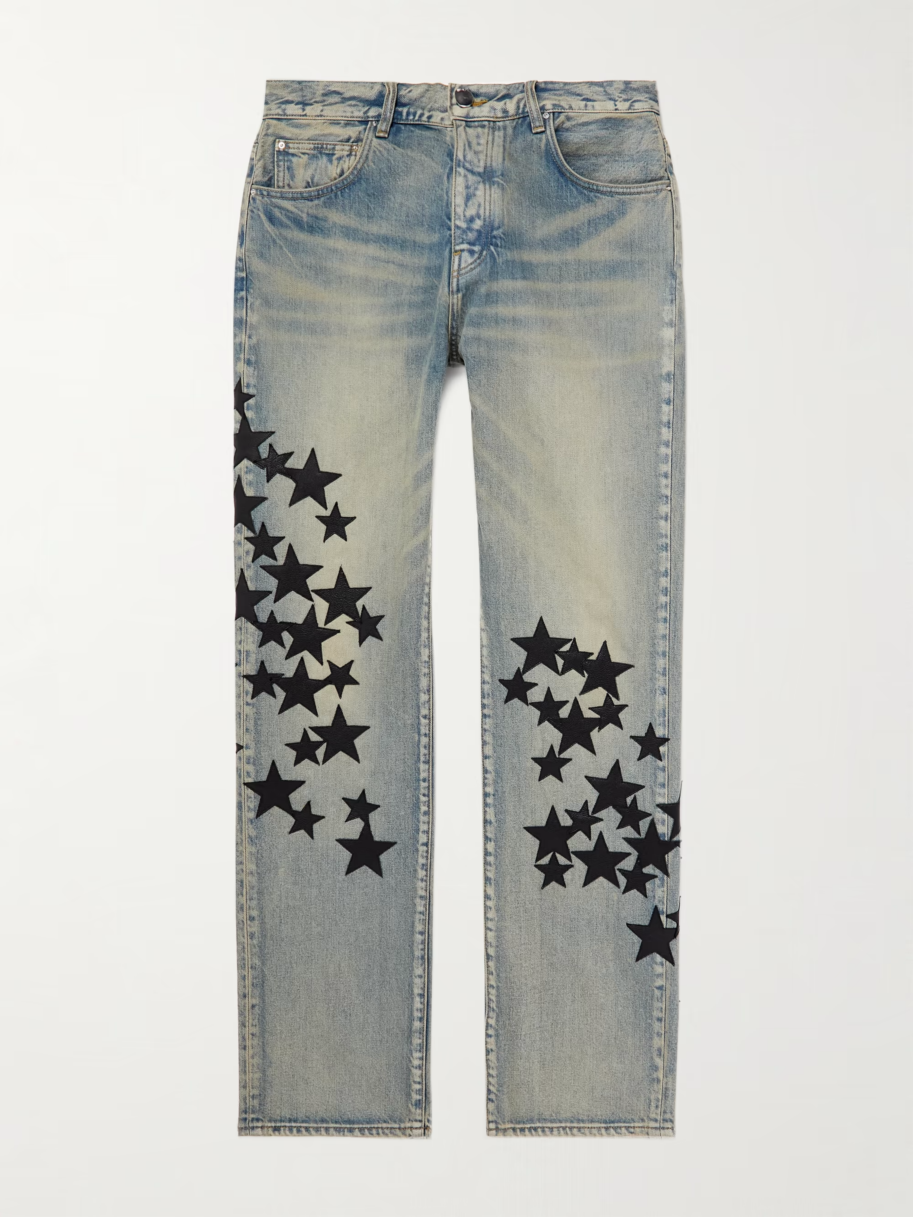 AMIRI LEATHER STAR STRAIGHT JEANS