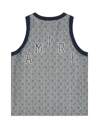 AMIRI JACQUARD BASKETBALL JERSEY WASHED INDIGO