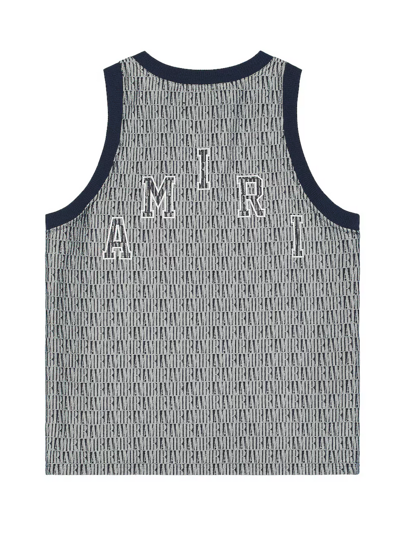 AMIRI JACQUARD BASKETBALL JERSEY WASHED INDIGO