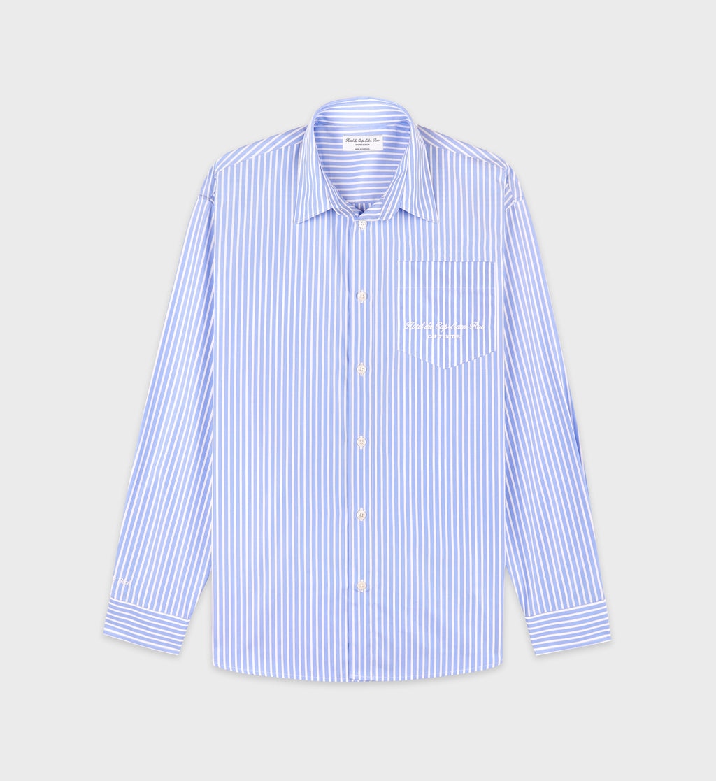 Eden Script Oversized Shirt - Blue/White Stripe