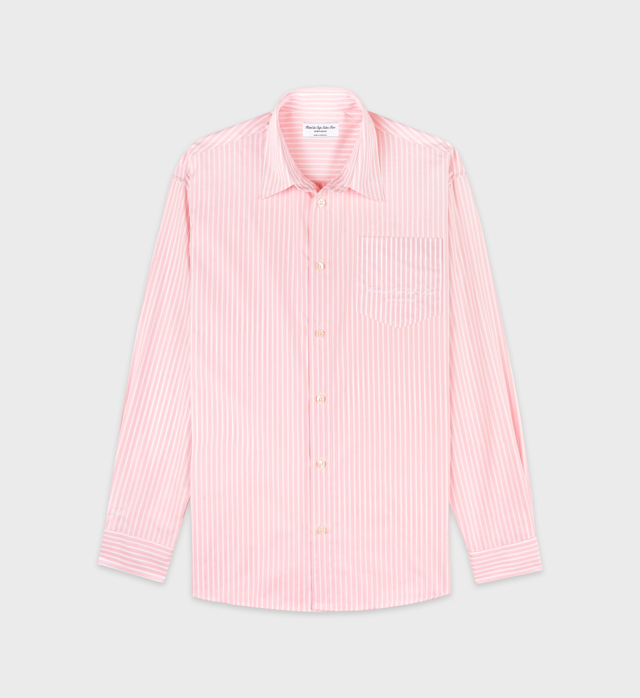 Eden Script Oversized Shirt - Pink/White Thin Stripe