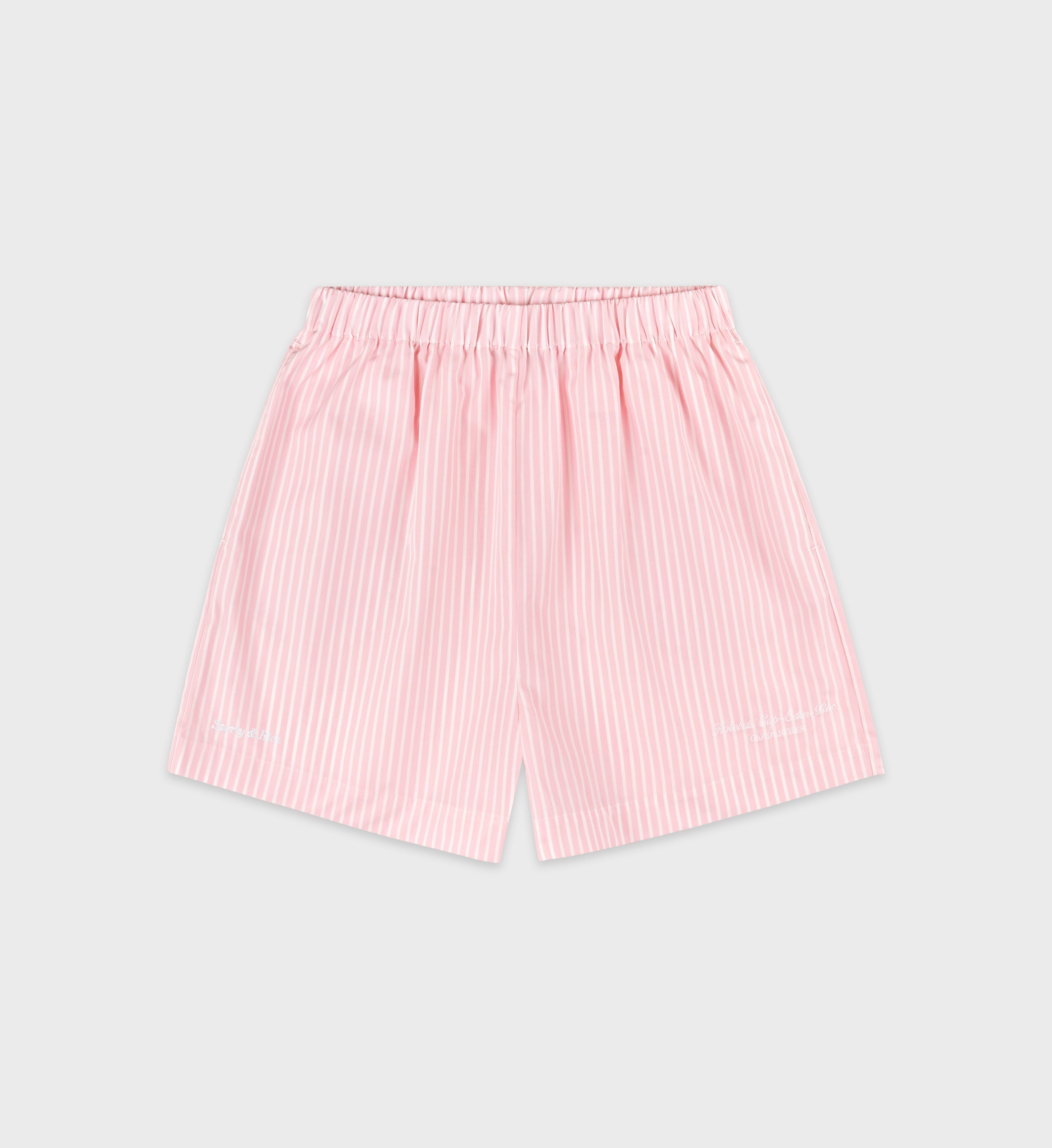 Eden Script Poplin Short - Pink/White Thin Stripe