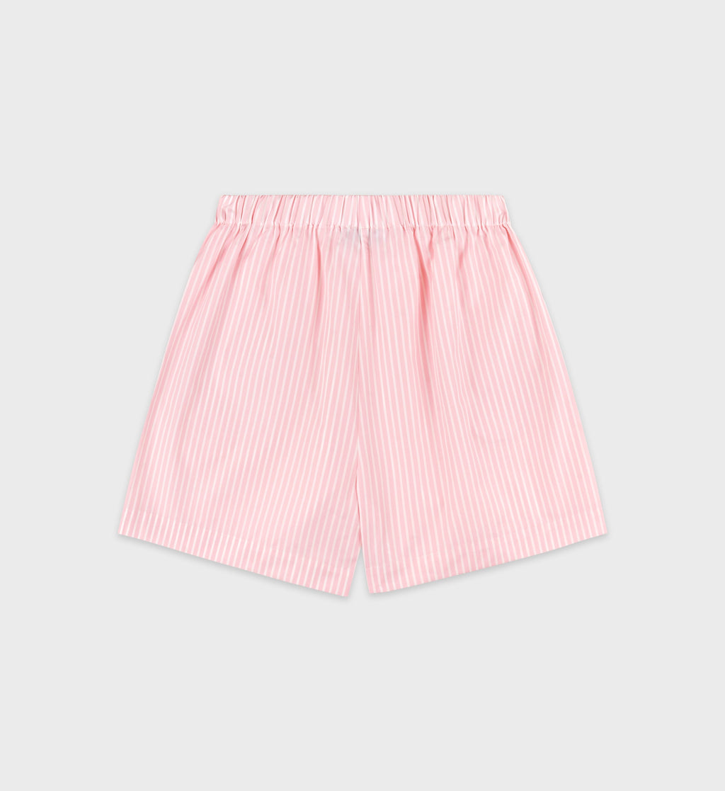 Eden Script Poplin Short - Pink/White Thin Stripe