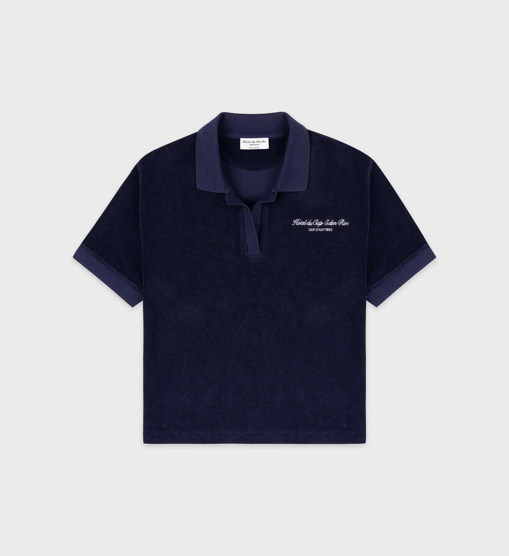 Eden Script Terry Polo Women - Navy/White