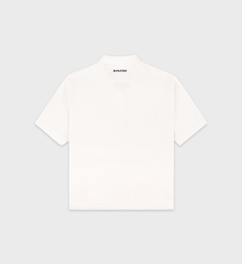 Eden Script Terry Polo Women - White/Navy