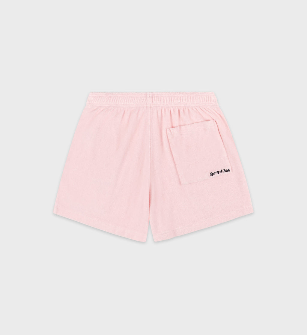 Eden Script Terry Short - Pink Dolphin/Navy