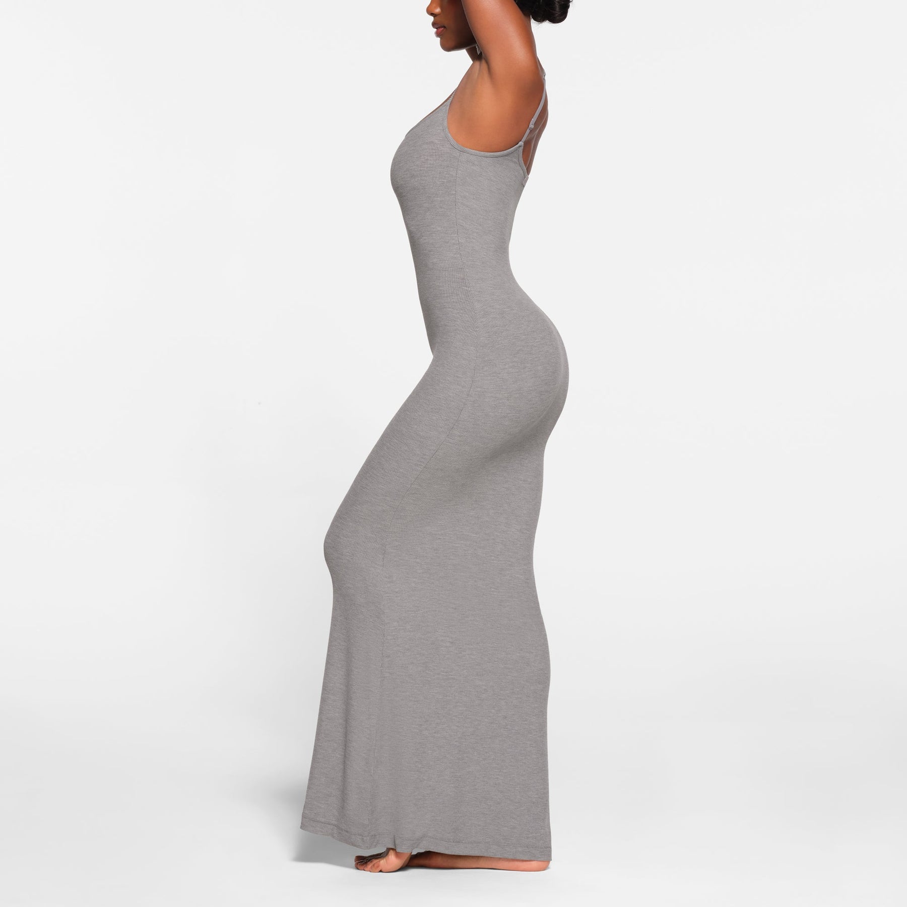 SOFT LOUNGE LONG SLIP DRESS | HEATHER GREY