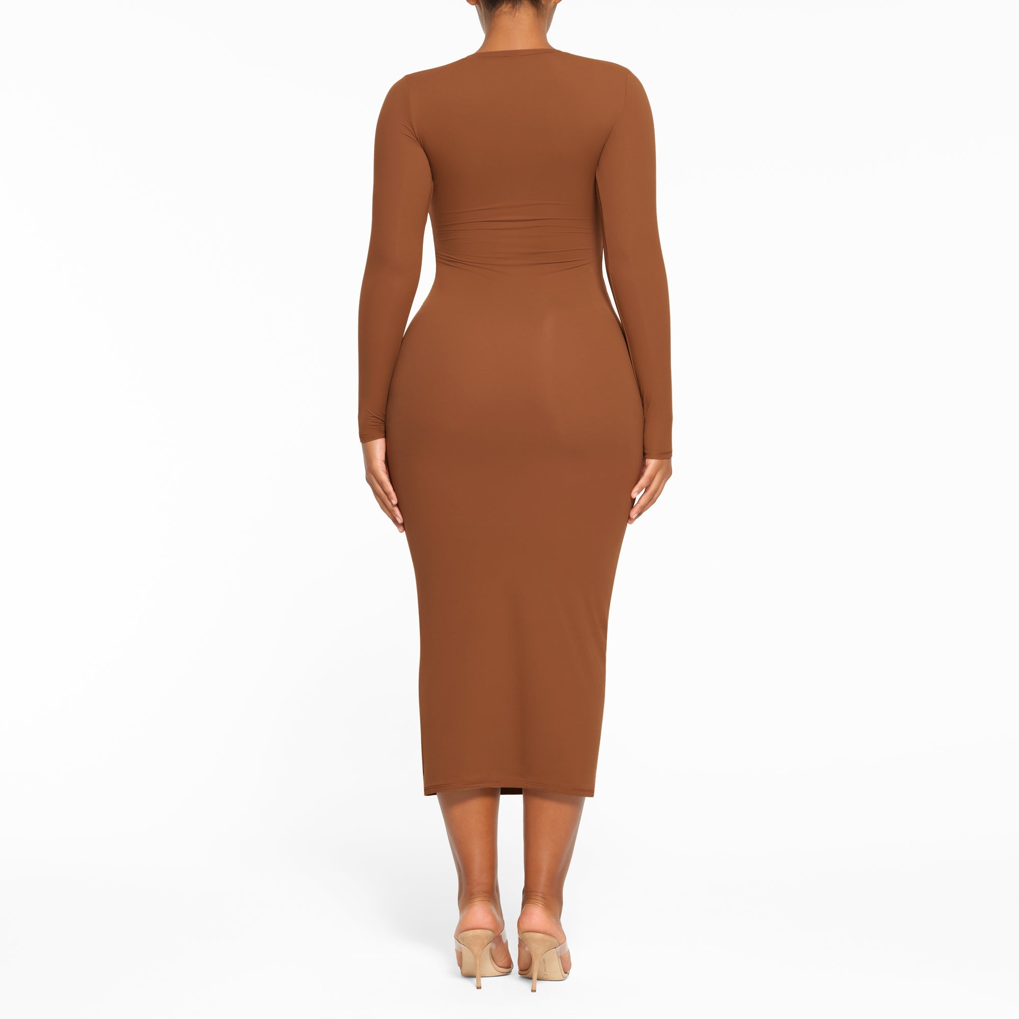 FITS EVERYBODY CREW NECK LONG SLEEVE DRESS | BRONZE