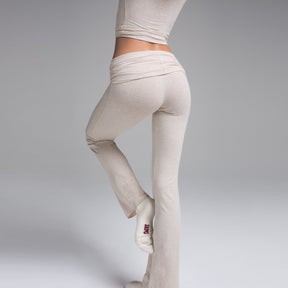 COTTON JERSEY FOLDOVER PANT | HEATHER OATMEAL