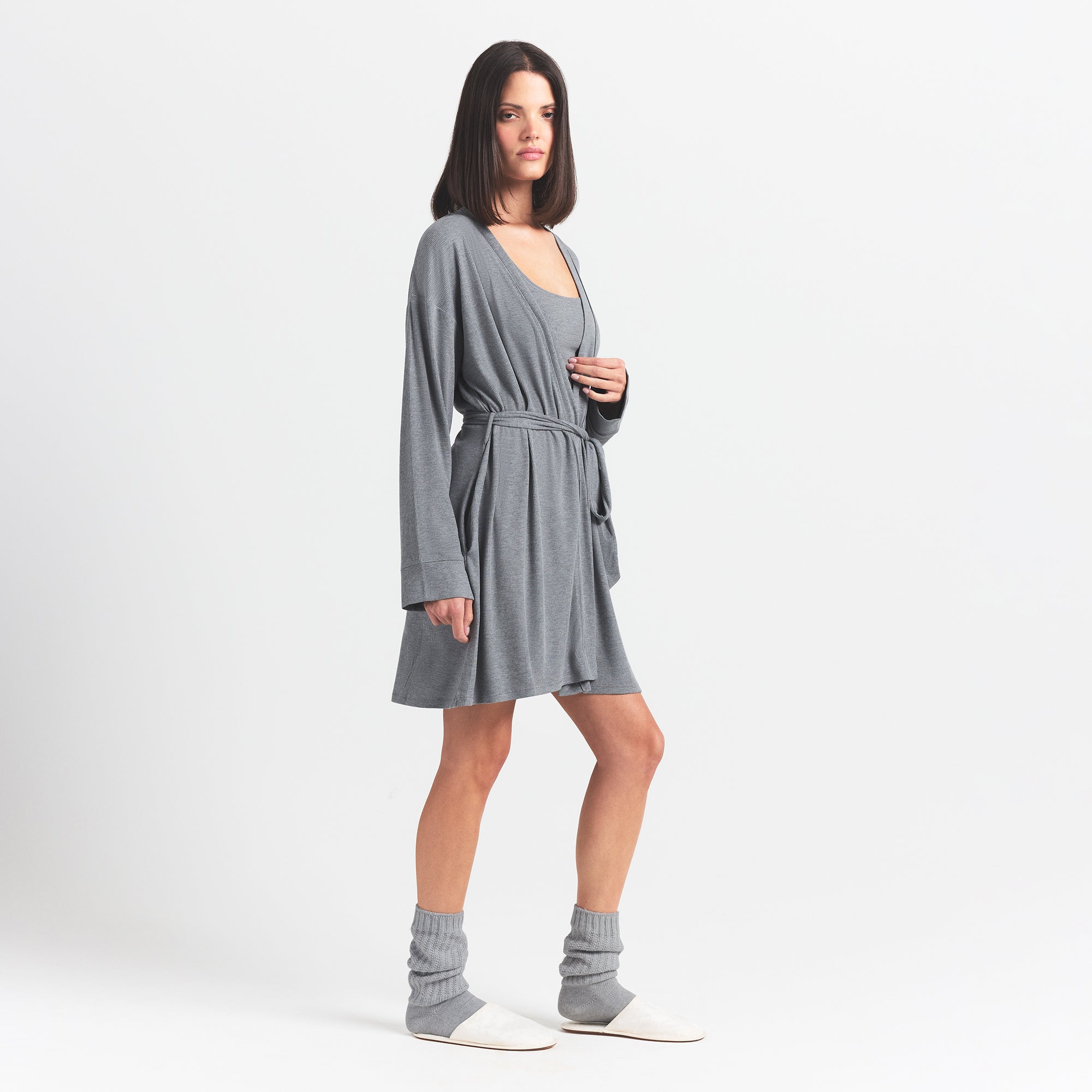 SOFT LOUNGE ROBE | HEATHER GREY