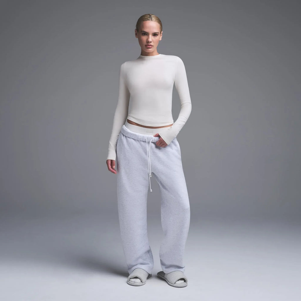 Skims Cotton Jersey Long Sleeve T-Shirt Marble