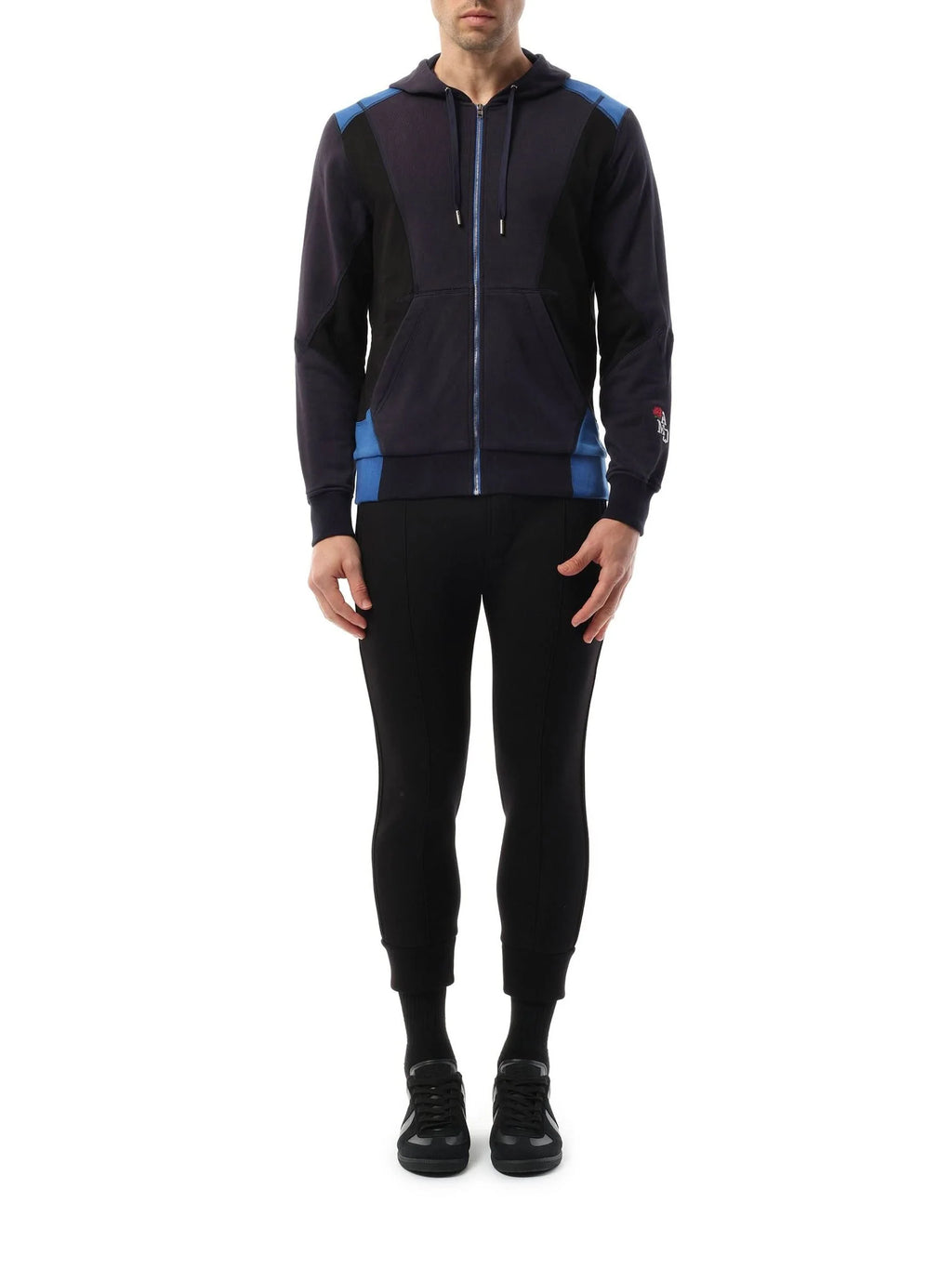 Patchwork Hoodie in Navy