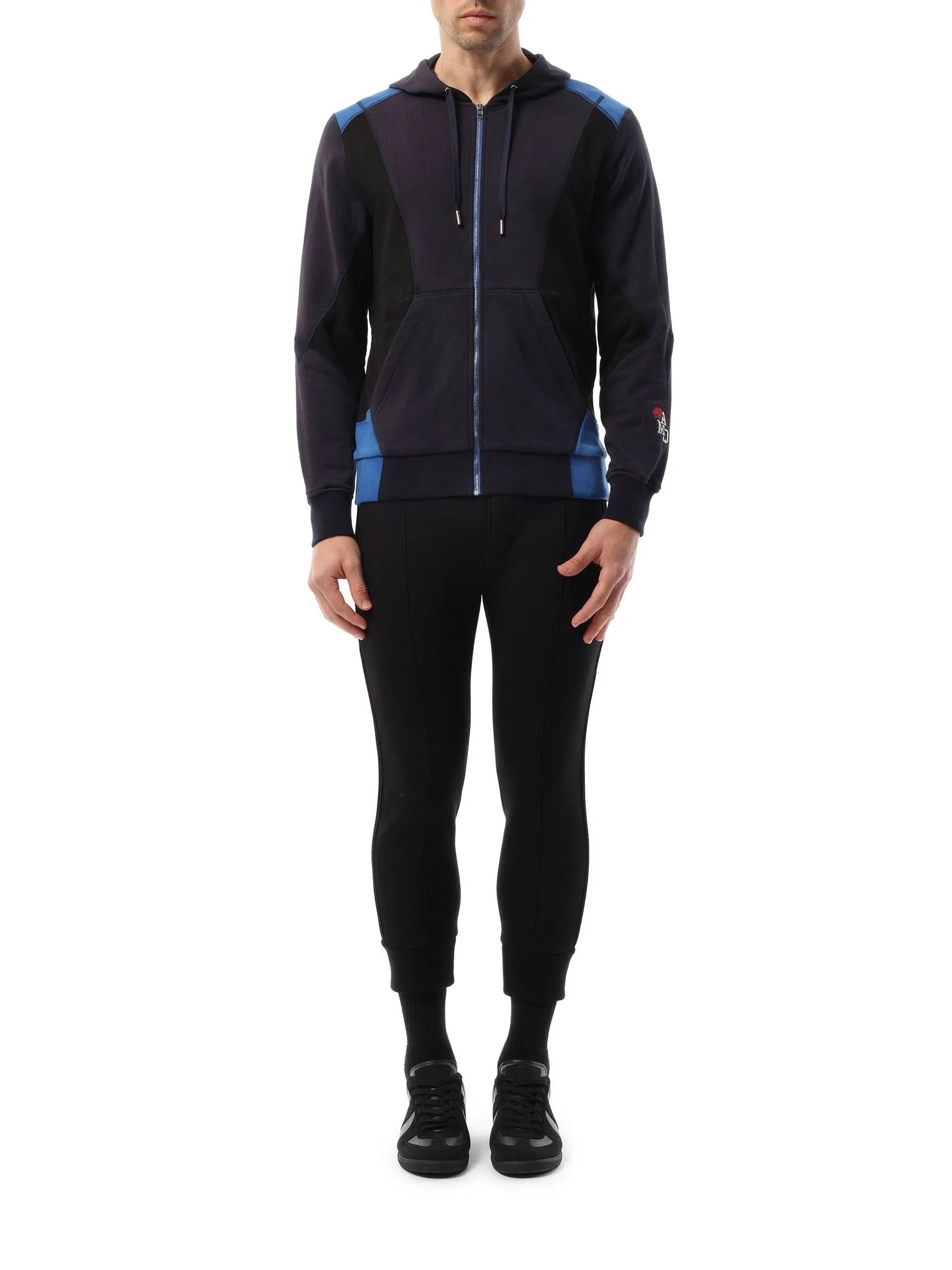 Patchwork Hoodie in Navy