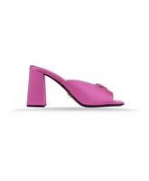 Prada Silver Logo Embellished Slip-On Sandals