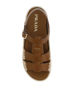 Raffia Leather Sandals Retro Style