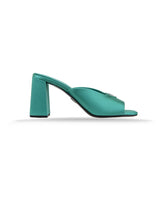 Prada Silver Logo Embellished Slip-On Sandals