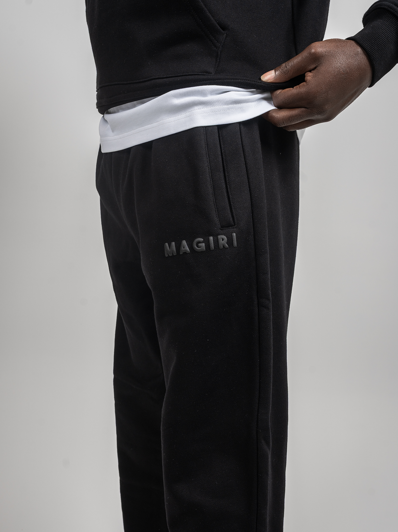 Magiri Core Puff Printed Hoodie & Joggers Tracksuit in Black