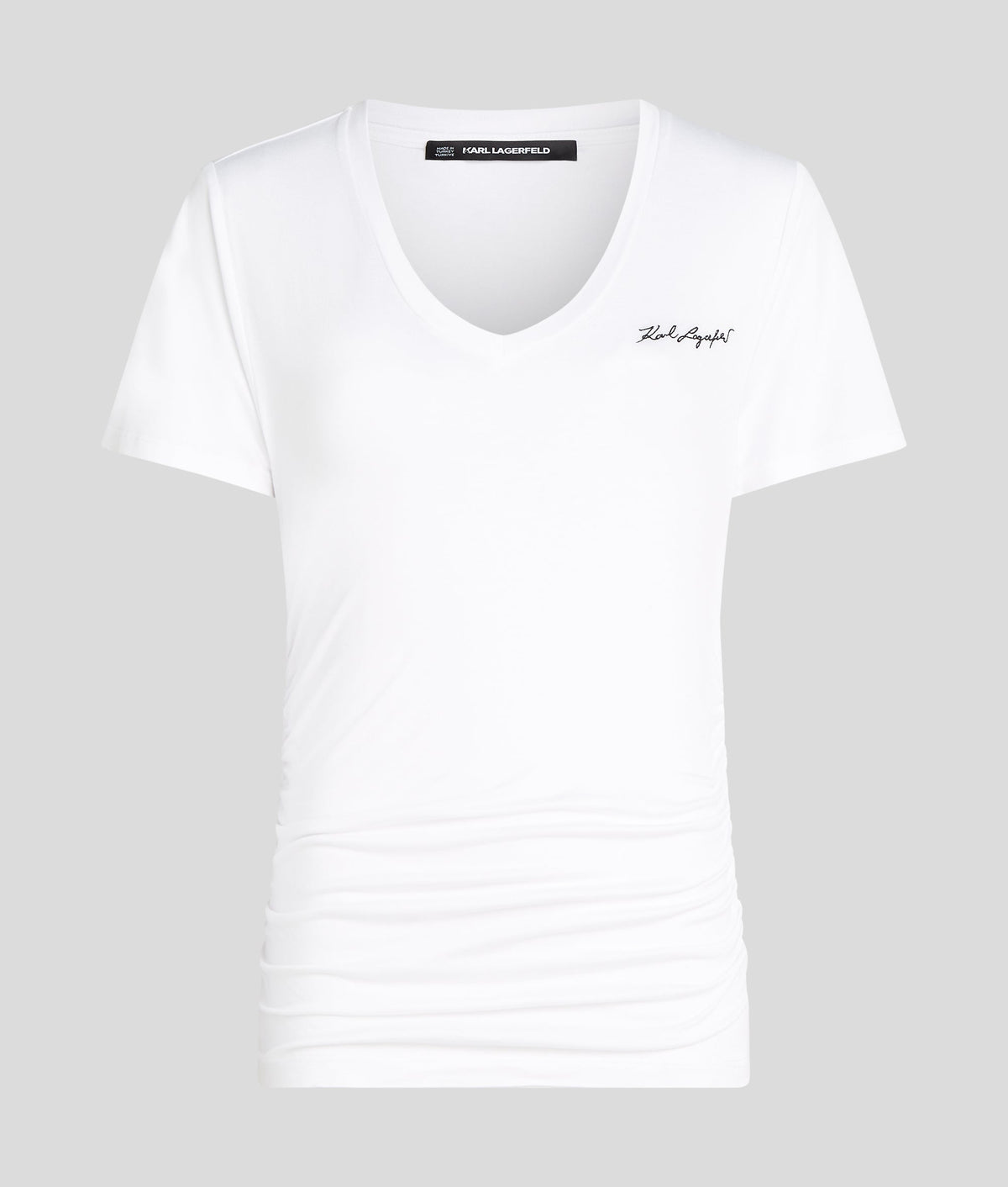 SIGNATURE V-NECK RUCHED T-SHIRT