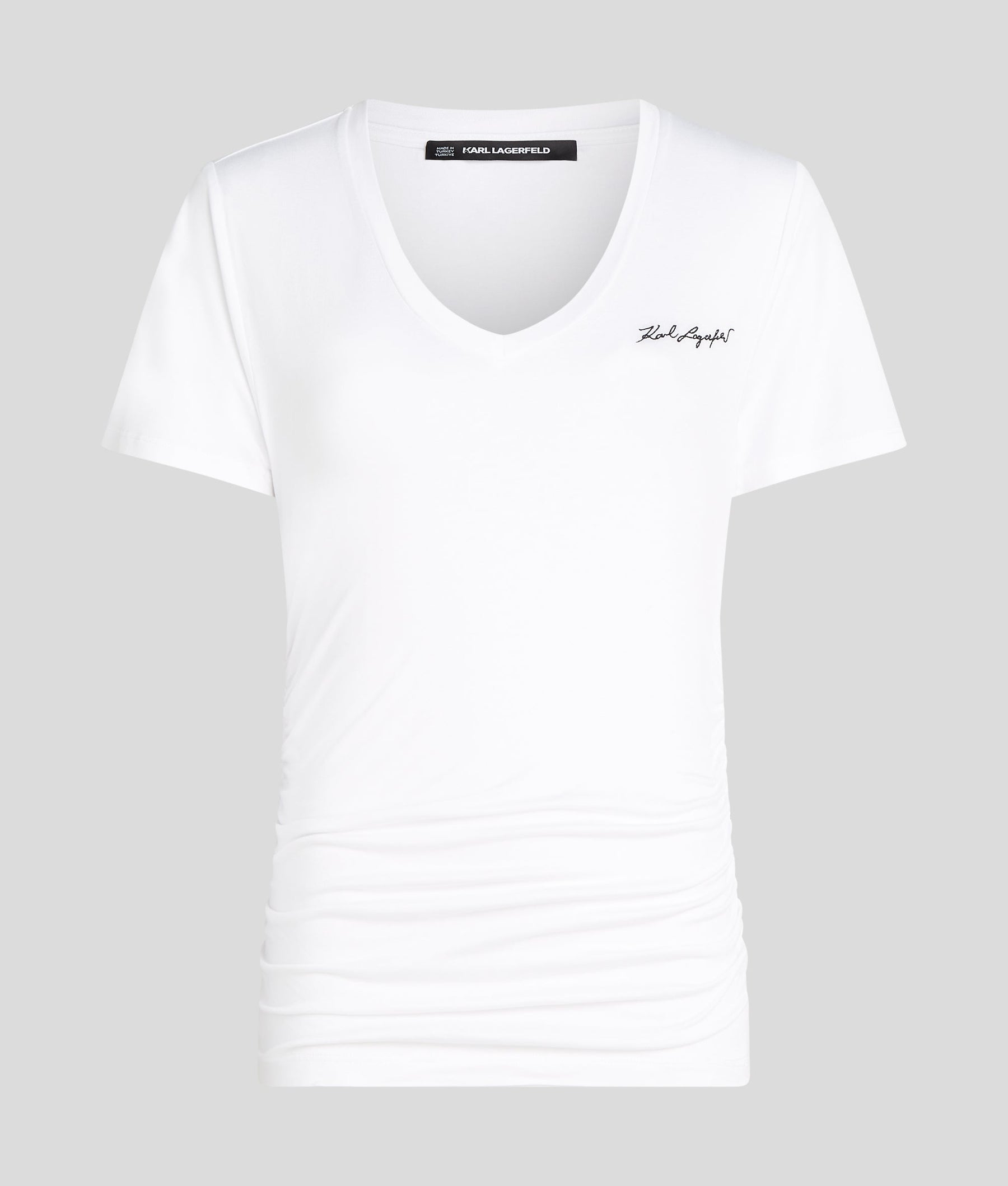 SIGNATURE V-NECK RUCHED T-SHIRT