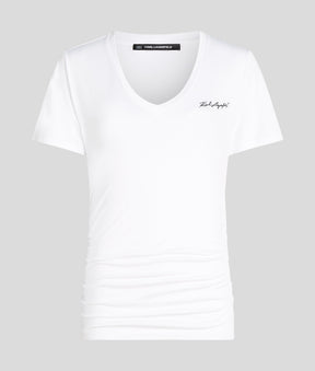 SIGNATURE V-NECK RUCHED T-SHIRT