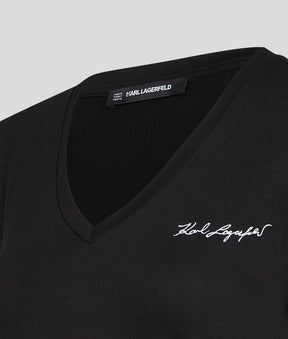 SIGNATURE V-NECK RUCHED T-SHIRT