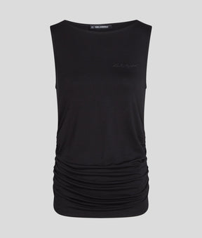 SIGNATURE BOAT NECK RUCHED TOP