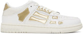 AMIRI White & Gold Metallic Skel Top Low Sneakers