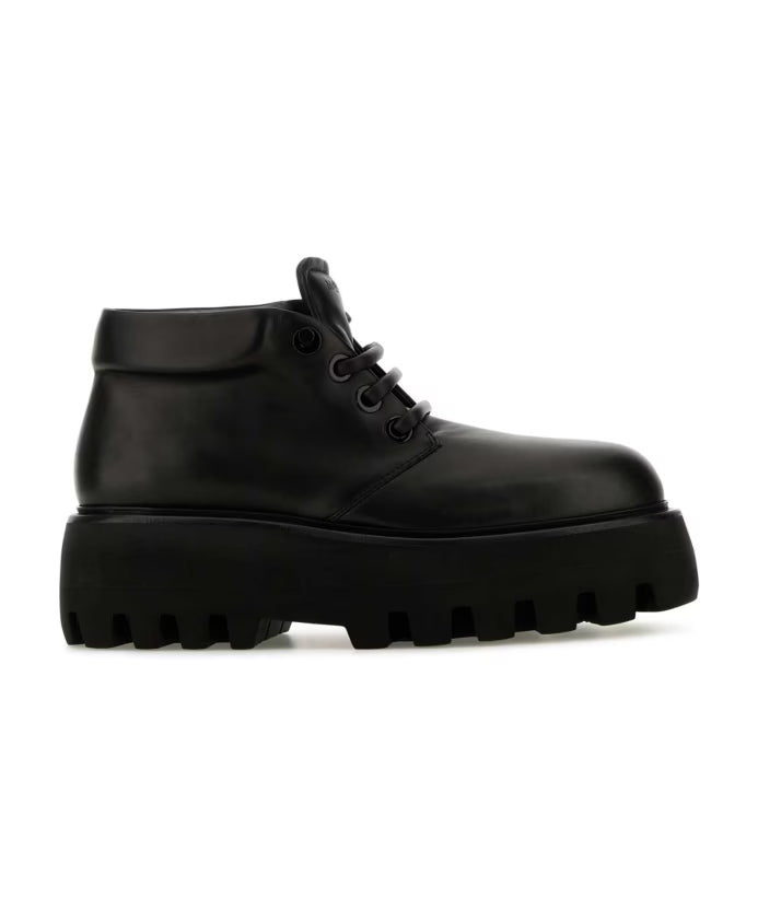 Black Leather Lace-Up Shoes