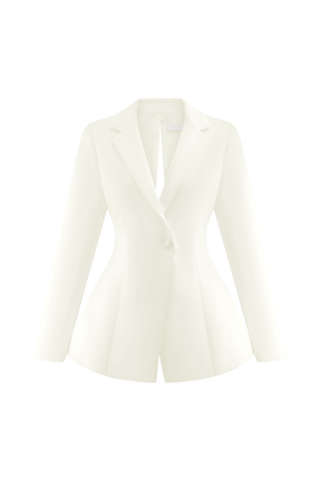 Ada Tailored Satin Blazer - Ivory