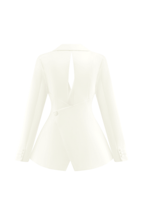 Ada Tailored Satin Blazer - Ivory