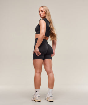 Gymshark Adapt Animal X Whitney Seamless Shorts - Asphalt Grey/Black