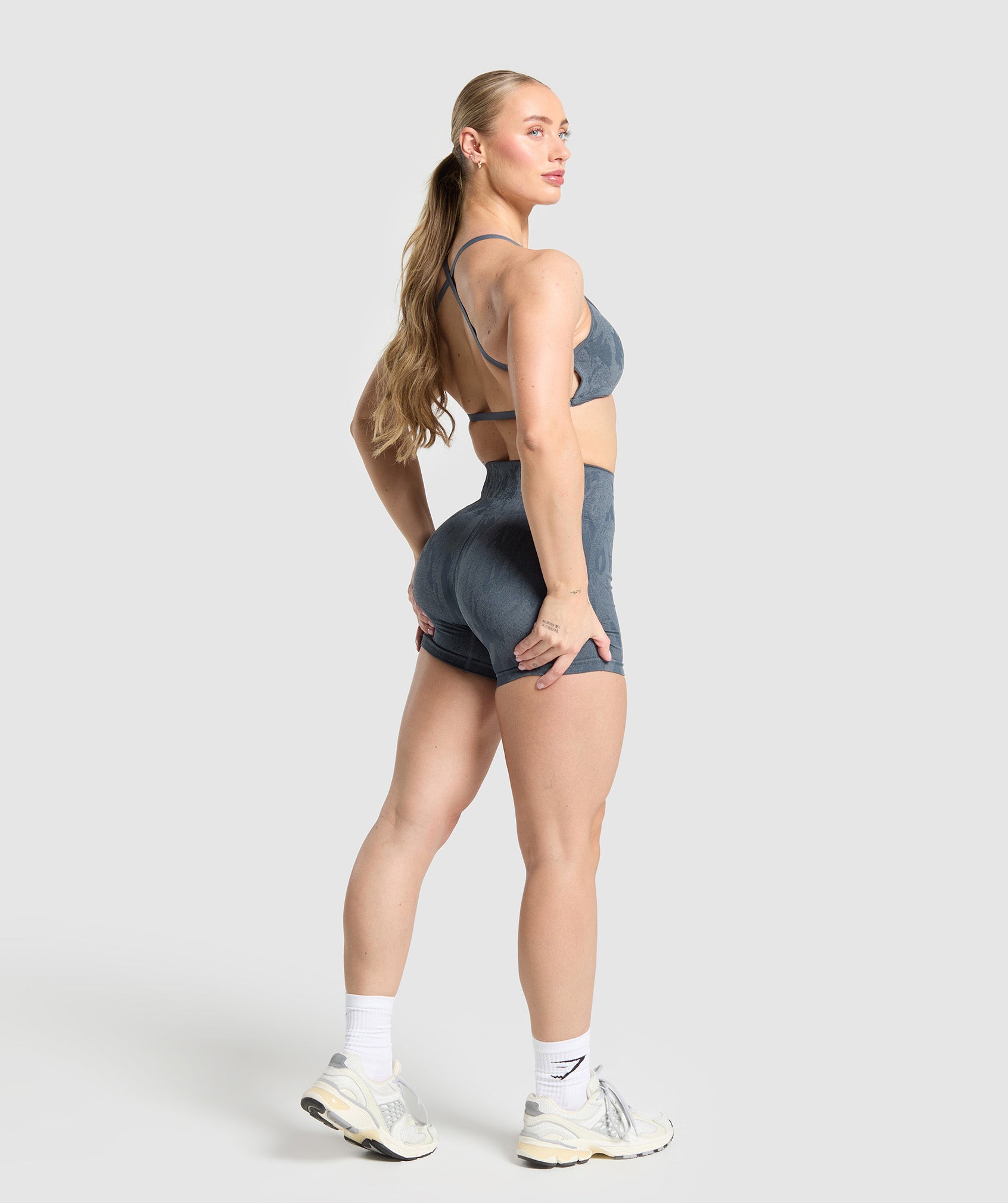 Gymshark Adapt Camo Seamless Shorts - Titanium Blue/Denim Grey