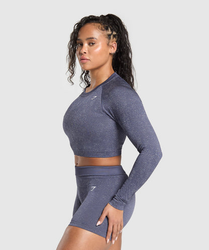 Gymshark Adapt Fleck Seamless Long Sleeve Crop Top - Weighted Purple/Metal Purple