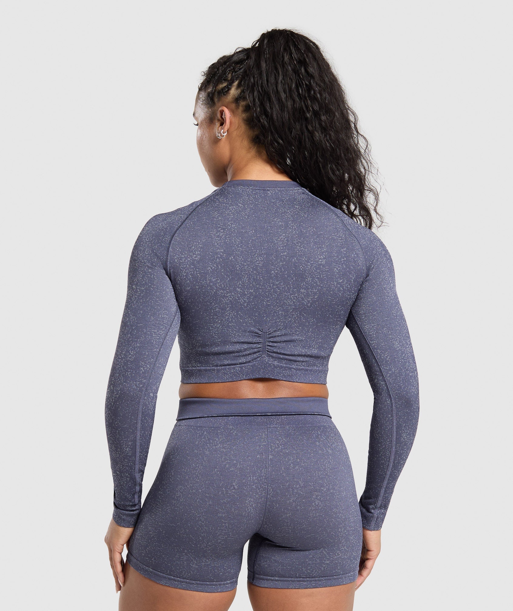 Gymshark Adapt Fleck Seamless Long Sleeve Crop Top - Weighted Purple/Metal Purple