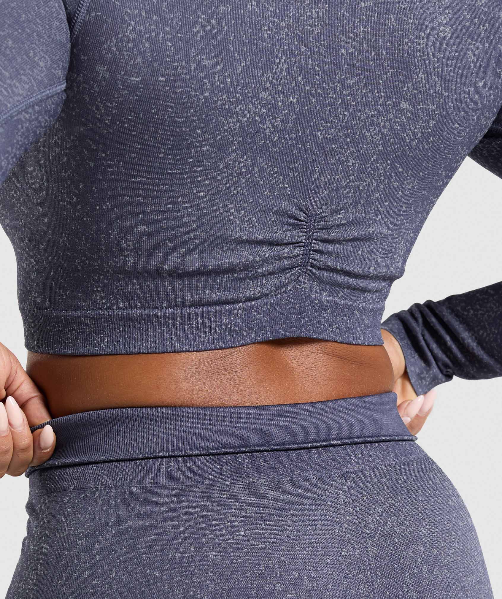 Gymshark Adapt Fleck Seamless Long Sleeve Crop Top - Weighted Purple/Metal Purple